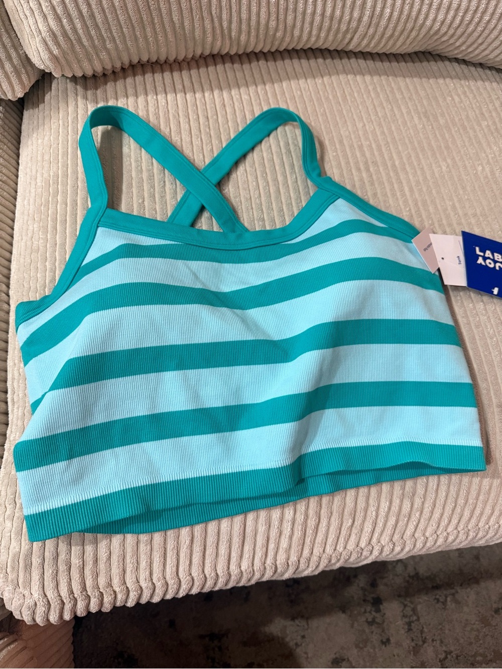 Womens Striped Top in Aqua Teal size XXL NWT